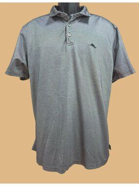 Tommy Bahama Mens Gray Polo Size Large Pima Cotton Blend